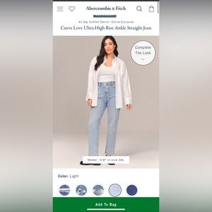 Abercrombie & Fitch - The Ankle Straight Ultra High Rise - Curve Love - Cream